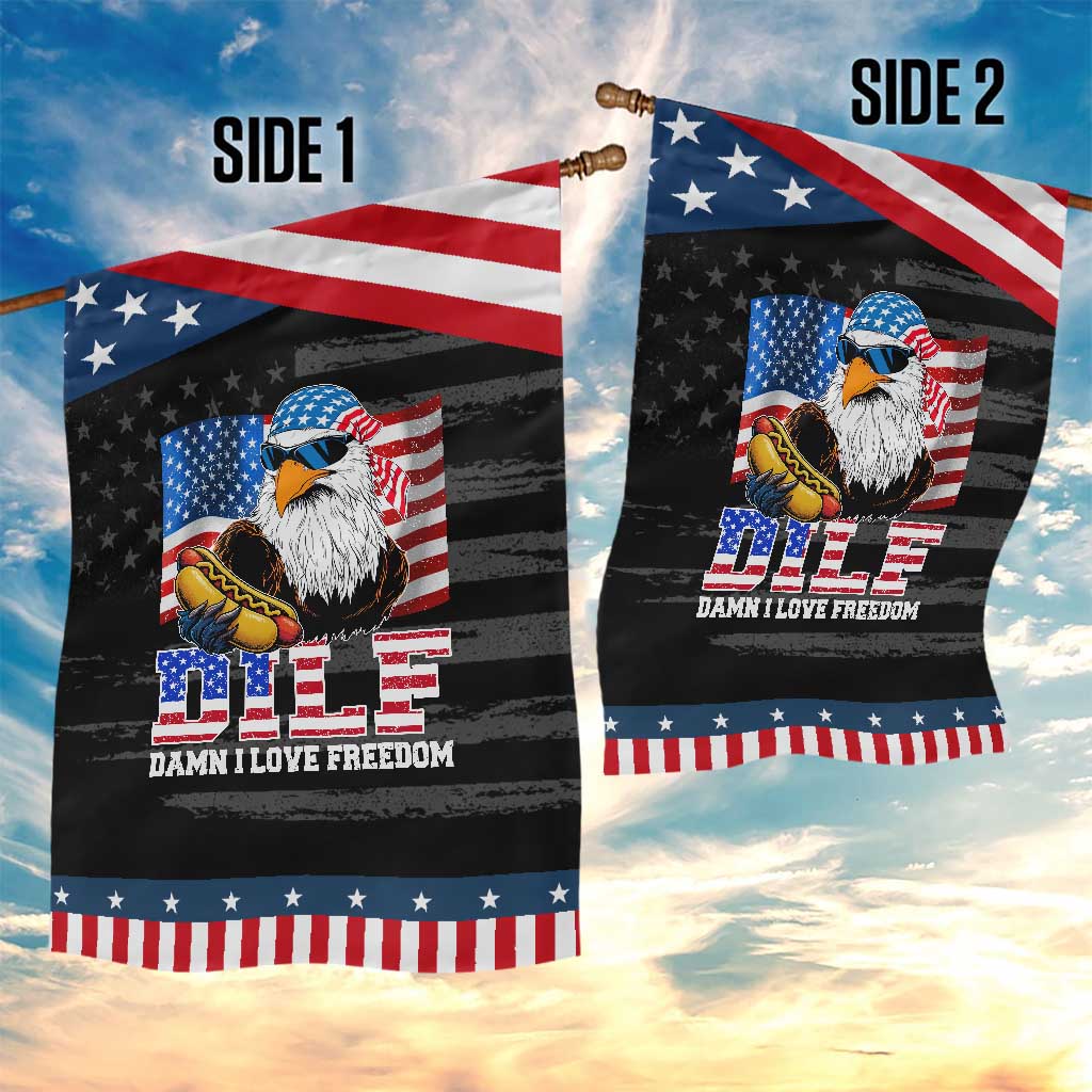 Funny Patriotic 4th Of July Garden Flag Eagle DILF Damn I Love Freedom TS10 Print Your Wear