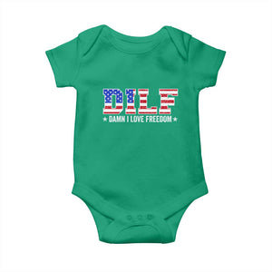 Funny Patriotic 4th Of July Baby Onesie DILF Damn I Love Freedom American Flag TS10 Irish Green Print Your Wear