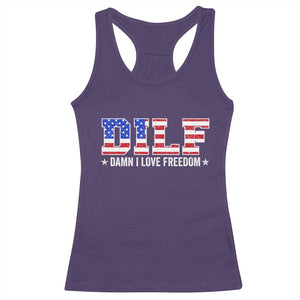 Funny Patriotic 4th Of July Racerback Tank Top DILF Damn I Love Freedom American Flag TS10 Purple Print Your Wear