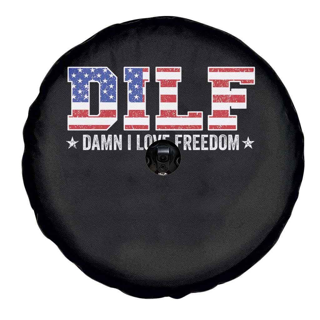 Funny Patriotic 4th Of July Spare Tire Cover DILF Damn I Love Freedom American Flag TS10 Print Your Wear