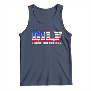 Funny Patriotic 4th Of July Tank Top DILF Damn I Love Freedom American Flag TS10 Navy Print Your Wear