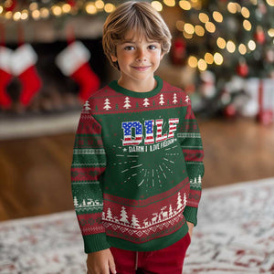 Funny Patriotic 4th Of July Knit Sweatshirt DILF Damn I Love Freedom American Flag TS10 Christmas Print Your Wear