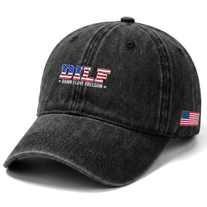 Funny Patriotic 4th Of July Washed Cotton Baseball Cap DILF Damn I Love Freedom American Flag TS10 Print Your Wear