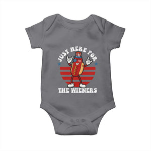 Funny 4th Of July Baby Onesie I'm Just Here for The Wieners Hot Dog TS10 Charcoal Print Your Wear