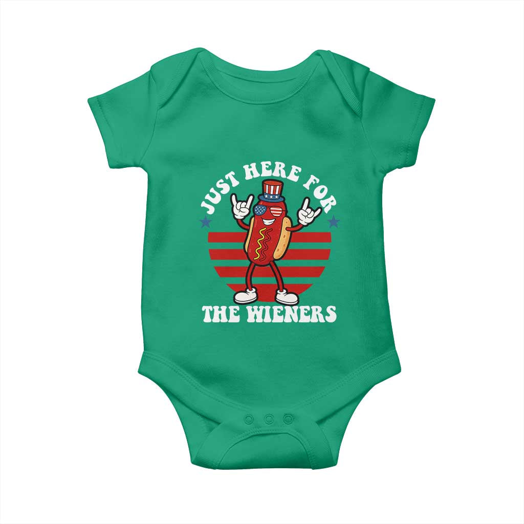 Funny 4th Of July Baby Onesie I'm Just Here for The Wieners Hot Dog TS10 Irish Green Print Your Wear
