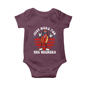 Funny 4th Of July Baby Onesie I'm Just Here for The Wieners Hot Dog TS10 Maroon Print Your Wear