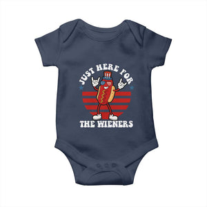 Funny 4th Of July Baby Onesie I'm Just Here for The Wieners Hot Dog TS10 Navy Print Your Wear