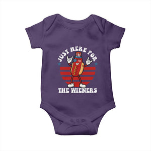 Funny 4th Of July Baby Onesie I'm Just Here for The Wieners Hot Dog TS10 Purple Print Your Wear