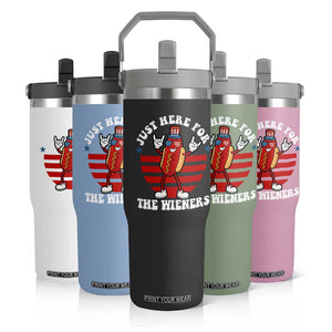 Funny 4th Of July Flip Straw Tumbler I'm Just Here for The Wieners Hot Dog TS10 Print Your Wear