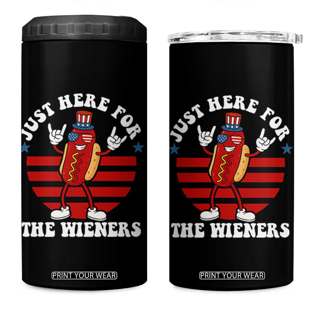 Funny 4th Of July 4 in 1 Can Cooler Tumbler I'm Just Here for The Wieners Hot Dog TS10 One Size: 16 oz Black Print Your Wear