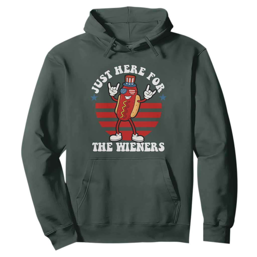 Funny 4th Of July Hoodie I'm Just Here for The Wieners Hot Dog TS10 Dark Forest Green Print Your Wear