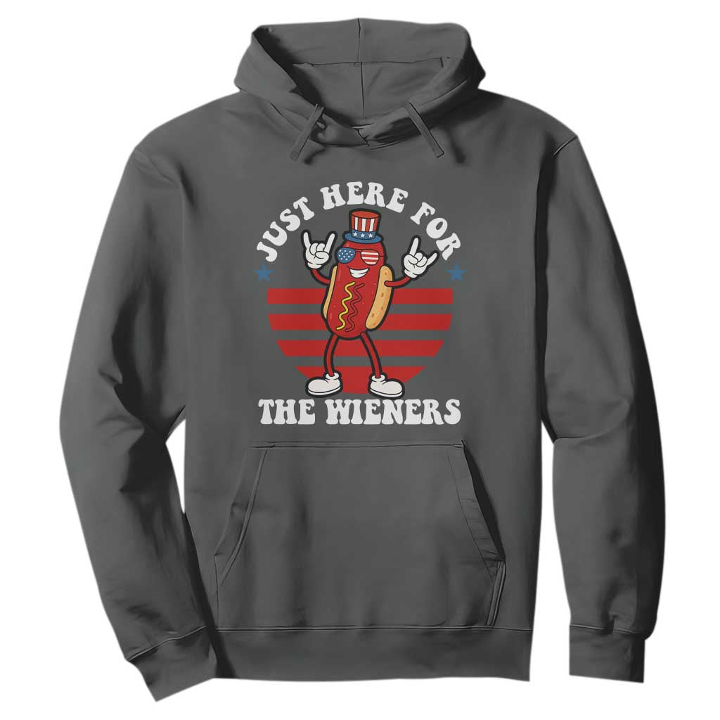 Funny 4th Of July Hoodie I'm Just Here for The Wieners Hot Dog TS10 Dark Heather Print Your Wear