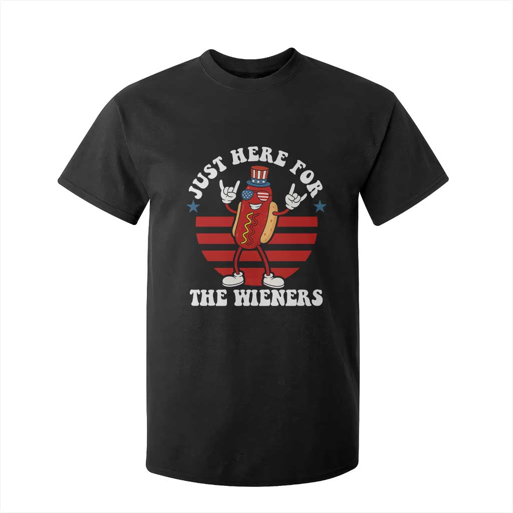 Funny 4th Of July T Shirt For Kid I'm Just Here for The Wieners Hot Dog TS10 Black Print Your Wear