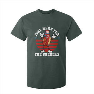 Funny 4th Of July T Shirt For Kid I'm Just Here for The Wieners Hot Dog TS10 Dark Forest Green Print Your Wear