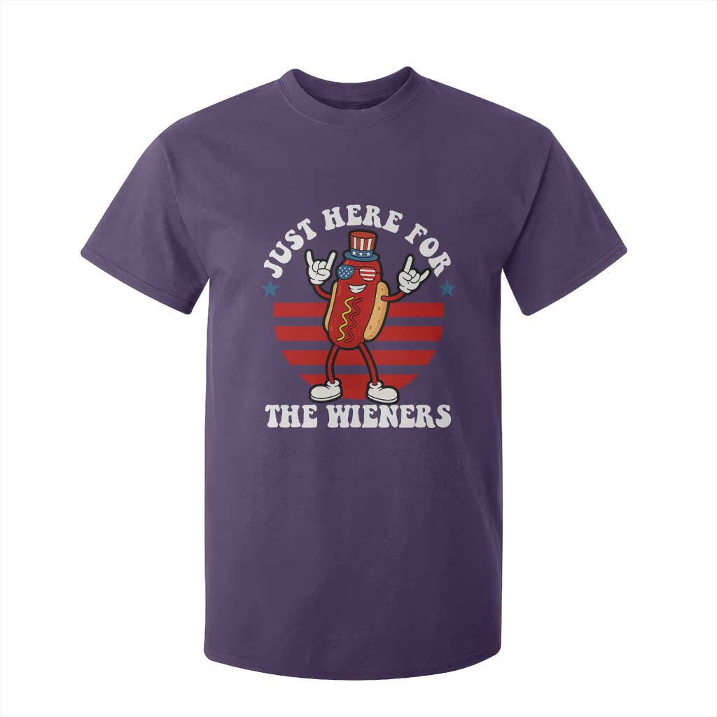 Funny 4th Of July T Shirt For Kid I'm Just Here for The Wieners Hot Dog TS10 Purple Print Your Wear