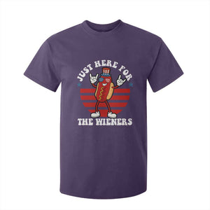 Funny 4th Of July T Shirt For Kid I'm Just Here for The Wieners Hot Dog TS10 Purple Print Your Wear