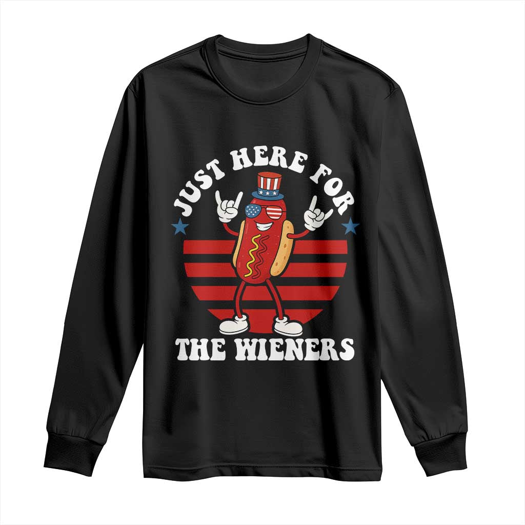 Funny 4th Of July Long Sleeve Shirt I'm Just Here for The Wieners Hot Dog TS10 Black Print Your Wear