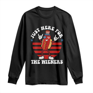 Funny 4th Of July Long Sleeve Shirt I'm Just Here for The Wieners Hot Dog TS10 Black Print Your Wear