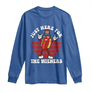 Funny 4th Of July Long Sleeve Shirt I'm Just Here for The Wieners Hot Dog TS10 Royal Blue Print Your Wear