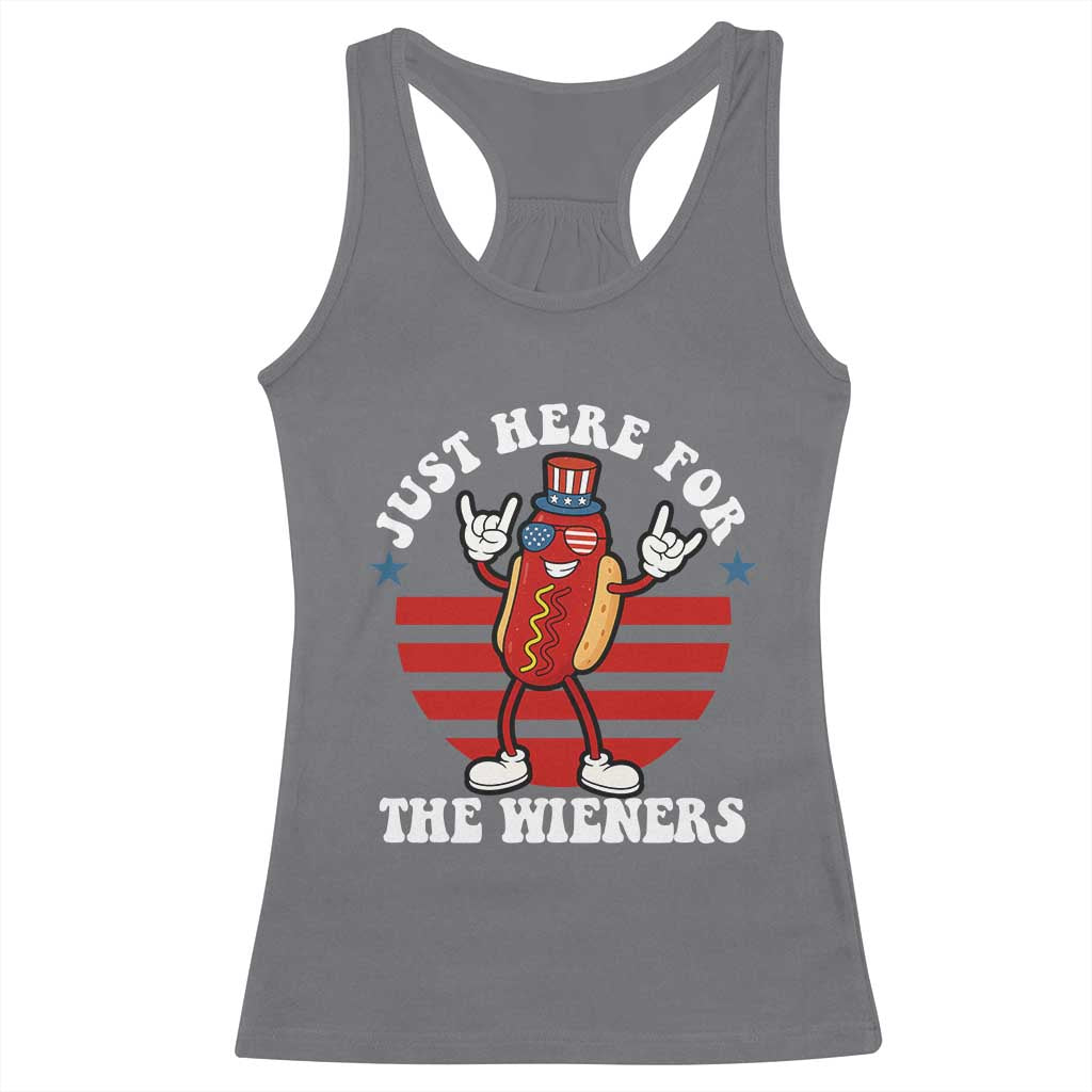 Funny 4th Of July Racerback Tank Top I'm Just Here for The Wieners Hot Dog TS10 Charcoal Print Your Wear