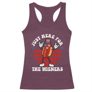 Funny 4th Of July Racerback Tank Top I'm Just Here for The Wieners Hot Dog TS10 Maroon Print Your Wear
