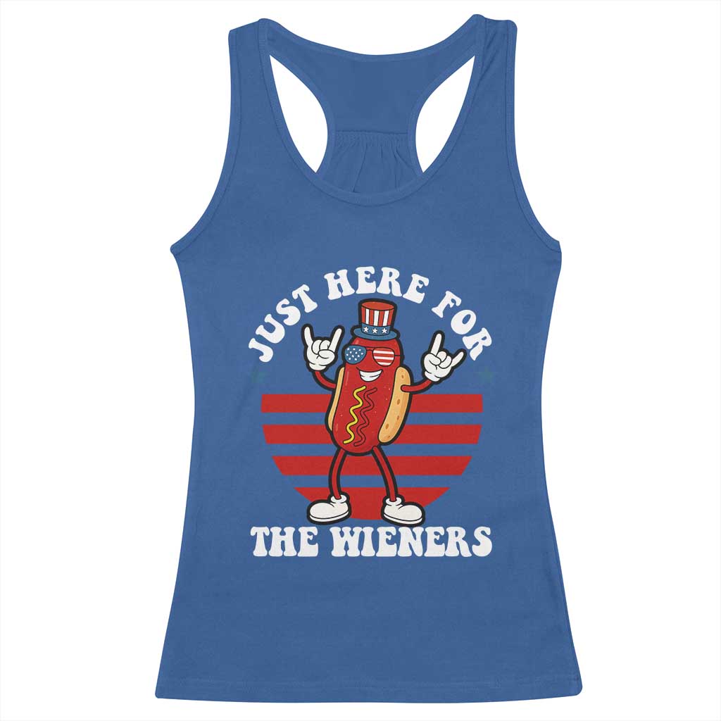 Funny 4th Of July Racerback Tank Top I'm Just Here for The Wieners Hot Dog TS10 Royal Blue Print Your Wear