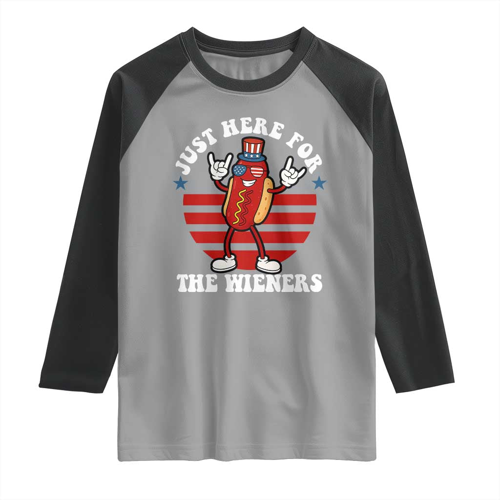 Funny 4th Of July Raglan Shirt I'm Just Here for The Wieners Hot Dog TS10 Sport Gray Black Print Your Wear