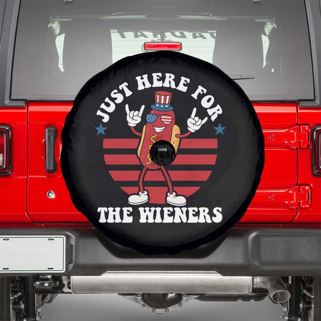 Funny 4th Of July Spare Tire Cover I'm Just Here for The Wieners Hot Dog TS10 Black Print Your Wear