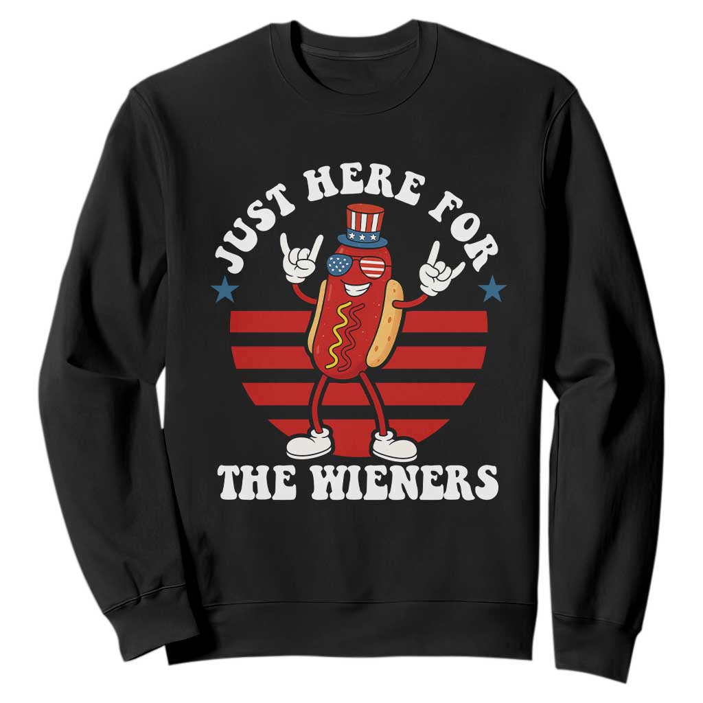 Funny 4th Of July Sweatshirt I'm Just Here for The Wieners Hot Dog TS10 Black Print Your Wear