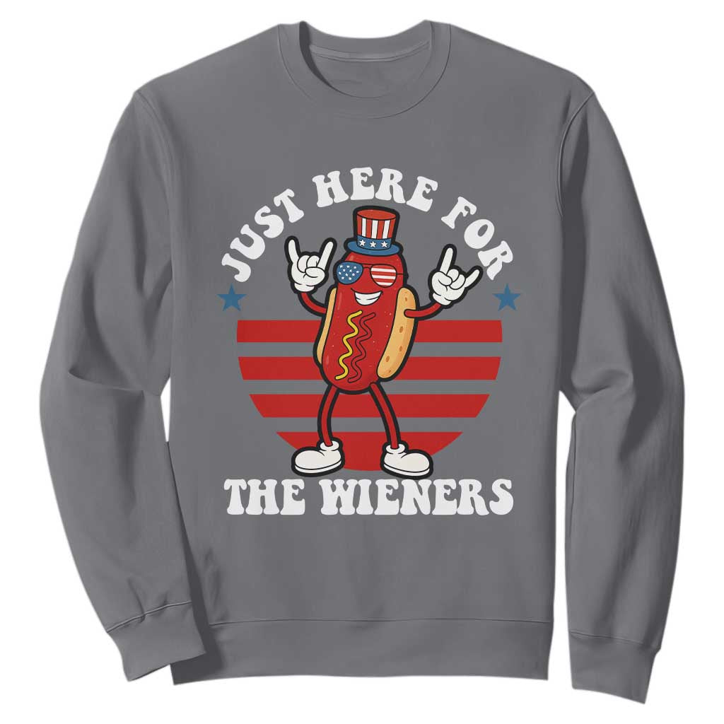 Funny 4th Of July Sweatshirt I'm Just Here for The Wieners Hot Dog TS10 Charcoal Print Your Wear