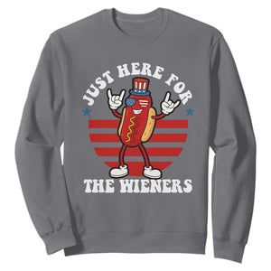 Funny 4th Of July Sweatshirt I'm Just Here for The Wieners Hot Dog TS10 Charcoal Print Your Wear