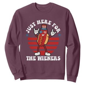Funny 4th Of July Sweatshirt I'm Just Here for The Wieners Hot Dog TS10 Maroon Print Your Wear