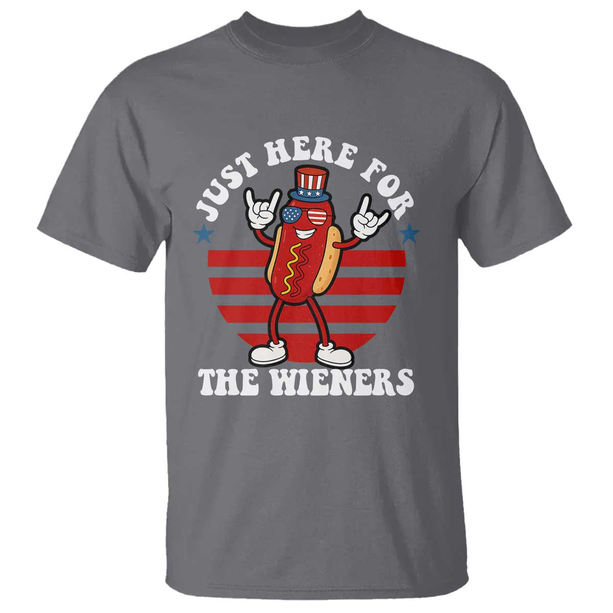 Funny 4th Of July T Shirt I'm Just Here for The Wieners Hot Dog TS10 Charcoal Print Your Wear