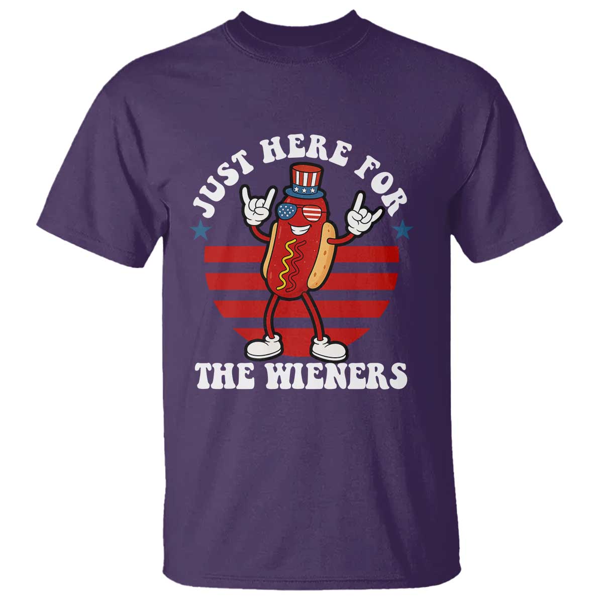 Funny 4th Of July T Shirt I'm Just Here for The Wieners Hot Dog TS10 Purple Print Your Wear