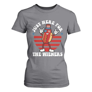 Funny 4th Of July T Shirt For Women I'm Just Here for The Wieners Hot Dog TS10 Charcoal Print Your Wear