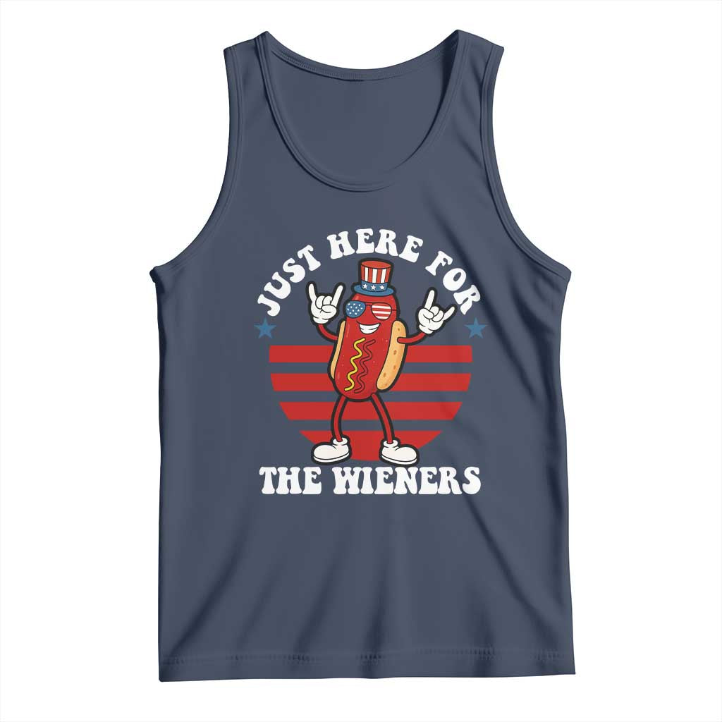 Funny 4th Of July Tank Top I'm Just Here for The Wieners Hot Dog TS10 Navy Print Your Wear