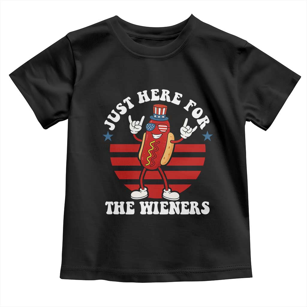 Funny 4th Of July Toddler T Shirt I'm Just Here for The Wieners Hot Dog TS10 Black Print Your Wear