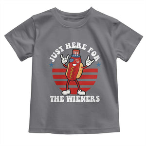 Funny 4th Of July Toddler T Shirt I'm Just Here for The Wieners Hot Dog TS10 Charcoal Print Your Wear