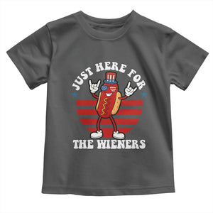 Funny 4th Of July Toddler T Shirt I'm Just Here for The Wieners Hot Dog TS10 Dark Heather Print Your Wear