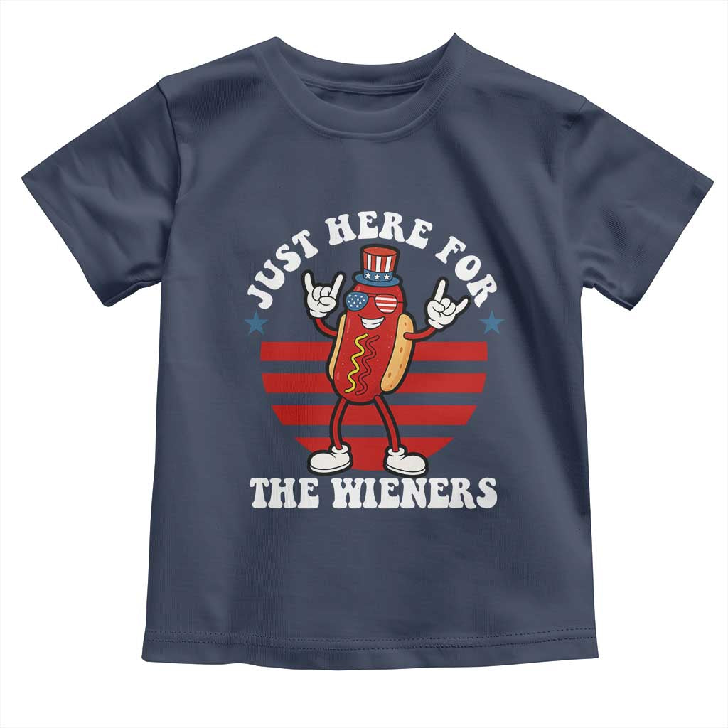 Funny 4th Of July Toddler T Shirt I'm Just Here for The Wieners Hot Dog TS10 Navy Print Your Wear