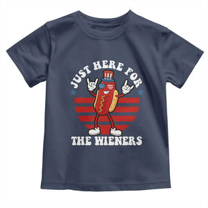 Funny 4th Of July Toddler T Shirt I'm Just Here for The Wieners Hot Dog TS10 Navy Print Your Wear