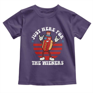 Funny 4th Of July Toddler T Shirt I'm Just Here for The Wieners Hot Dog TS10 Purple Print Your Wear