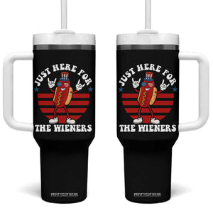 Funny 4th Of July Tumbler With Handle I'm Just Here for The Wieners Hot Dog TS10 One Size: 40 oz Black Print Your Wear
