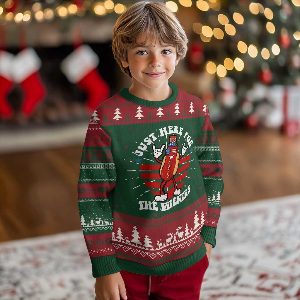 Funny 4th Of July Knit Sweatshirt I'm Just Here for The Wieners Hot Dog TS10 Christmas Print Your Wear