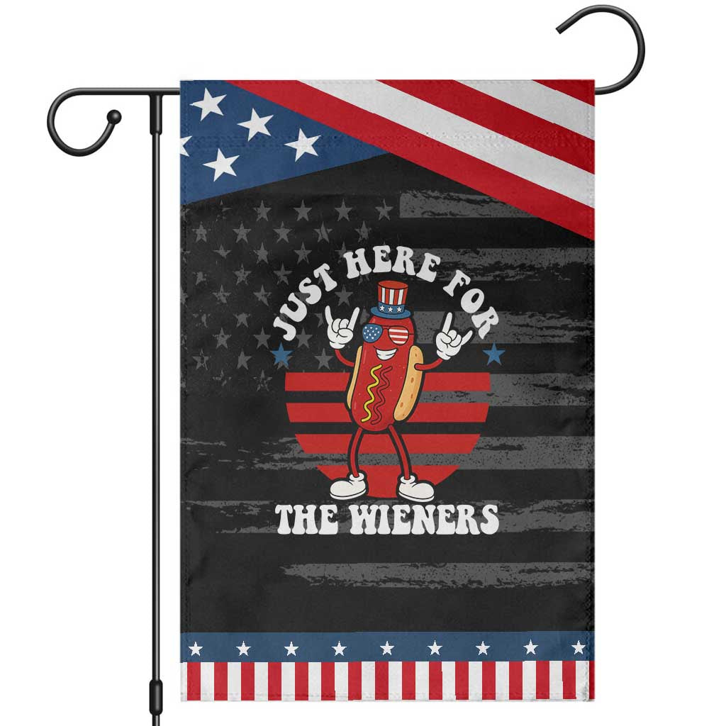 Funny 4th Of July Garden Flag I'm Just Here for The Wieners Hot Dog TS10 Distressed Black Blue Print Your Wear