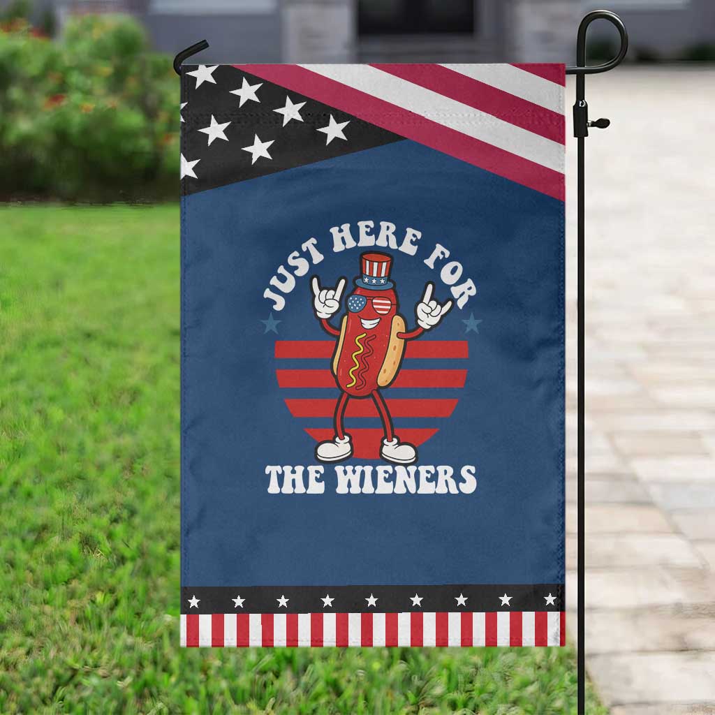 Funny 4th Of July Garden Flag I'm Just Here for The Wieners Hot Dog TS10 Classic Blue Black Print Your Wear