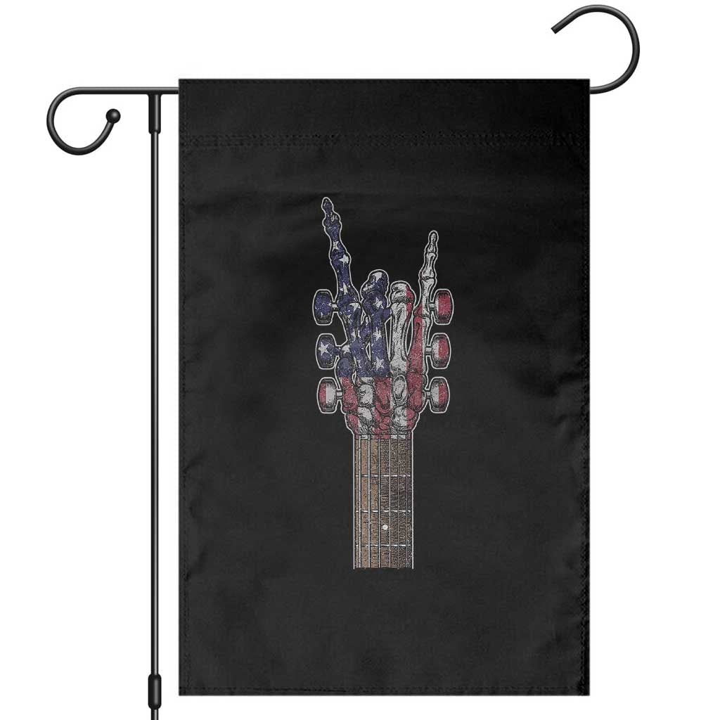 Rock On Skeleton Hand Guitar Garden Flag Retro American Flag Heavy Metal Guitarist TS10 Black Print Your Wear