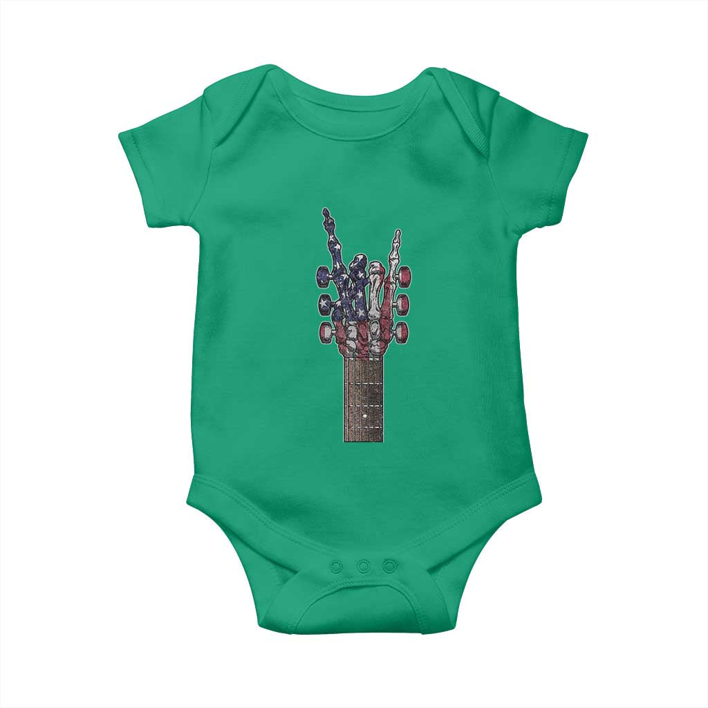 Rock On Skeleton Hand Guitar Baby Onesie Retro American Flag Heavy Metal Guitarist TS10 Irish Green Print Your Wear