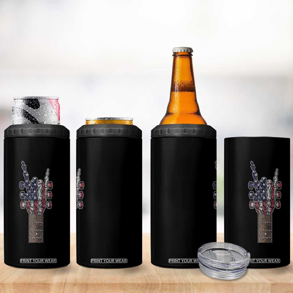 Rock On Skeleton Hand Guitar 4 in 1 Can Cooler Tumbler Retro American Flag Heavy Metal Guitarist TS10 Print Your Wear