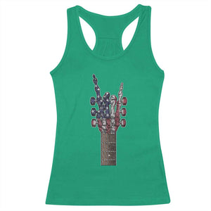 Rock On Skeleton Hand Guitar Racerback Tank Top Retro American Flag Heavy Metal Guitarist TS10 Irish Green Print Your Wear